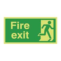 Picture of Photoluminescent Fire Exit Right Man Sign