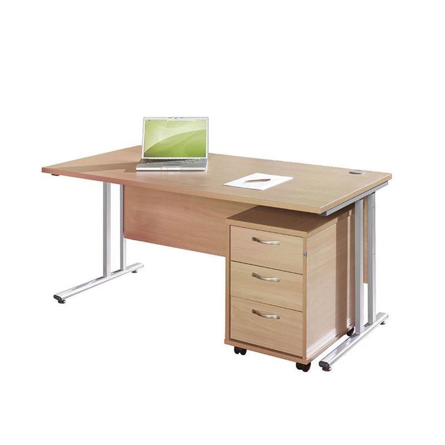 Picture of Maestro Desking - Straight Desk Bundle with 3 Drawer Pedestal - Oak Worktop